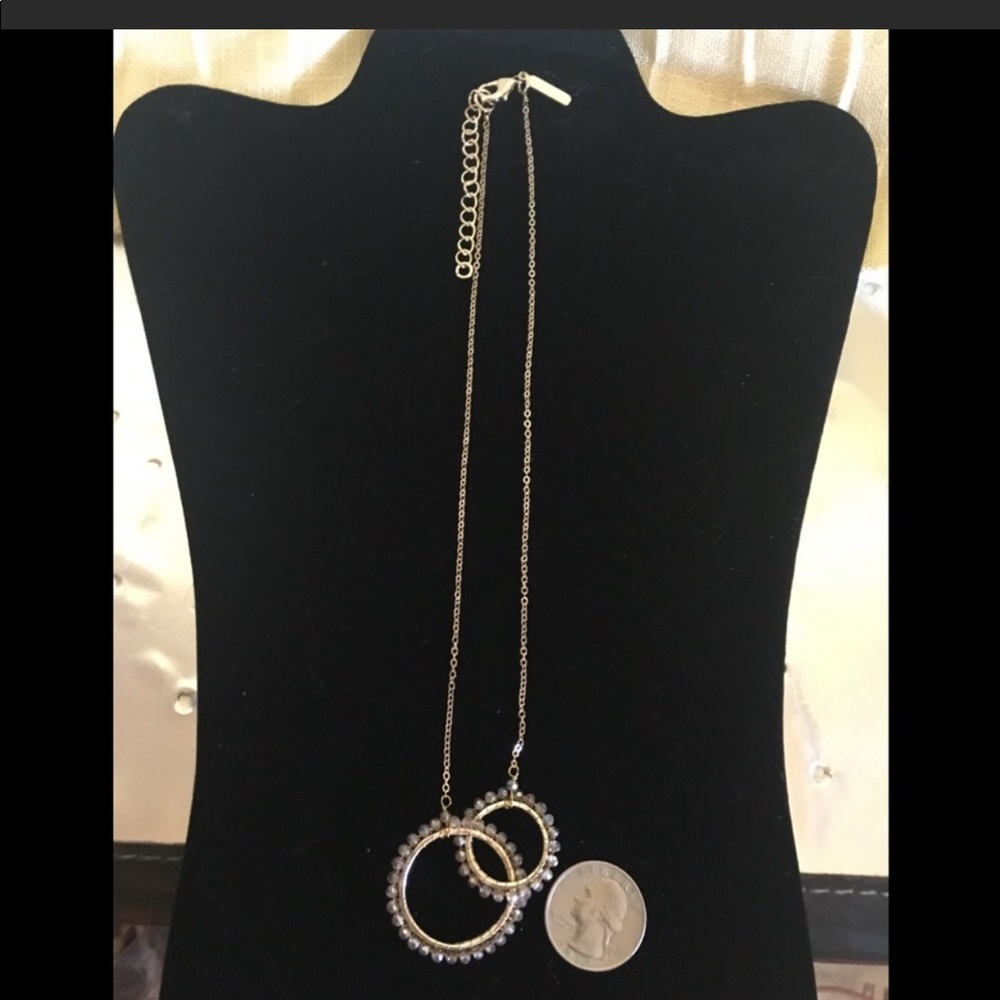 Beautiful Smokey Crystal Gold Necklace Pancea 17” - Picture 4 of 6